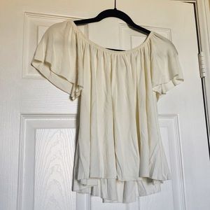 Urban Outfitters Ruched Off The Shoulder Top White